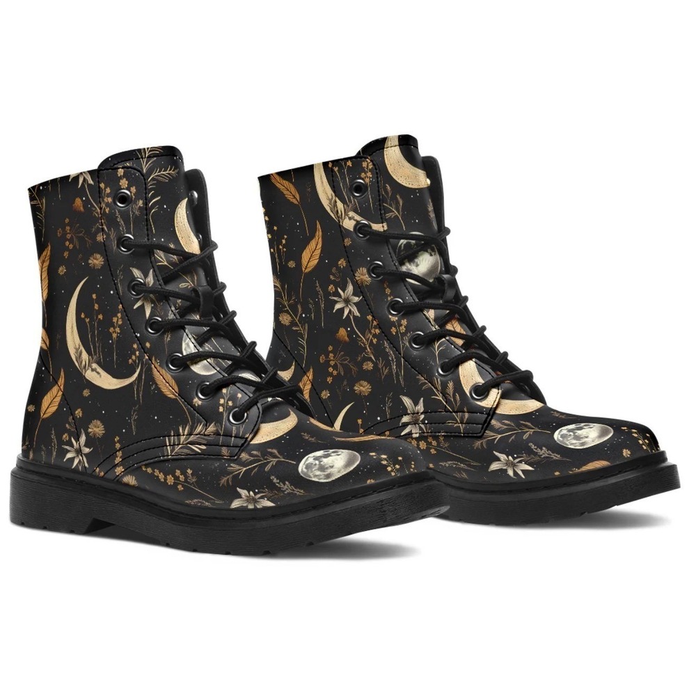 Rogue + Wolf Moonlit Botanica Vegan Leather Celestial Combat Boots Size 10 Goth